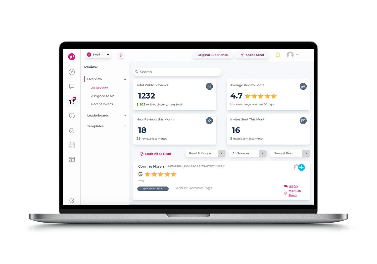 Reviews dashboard